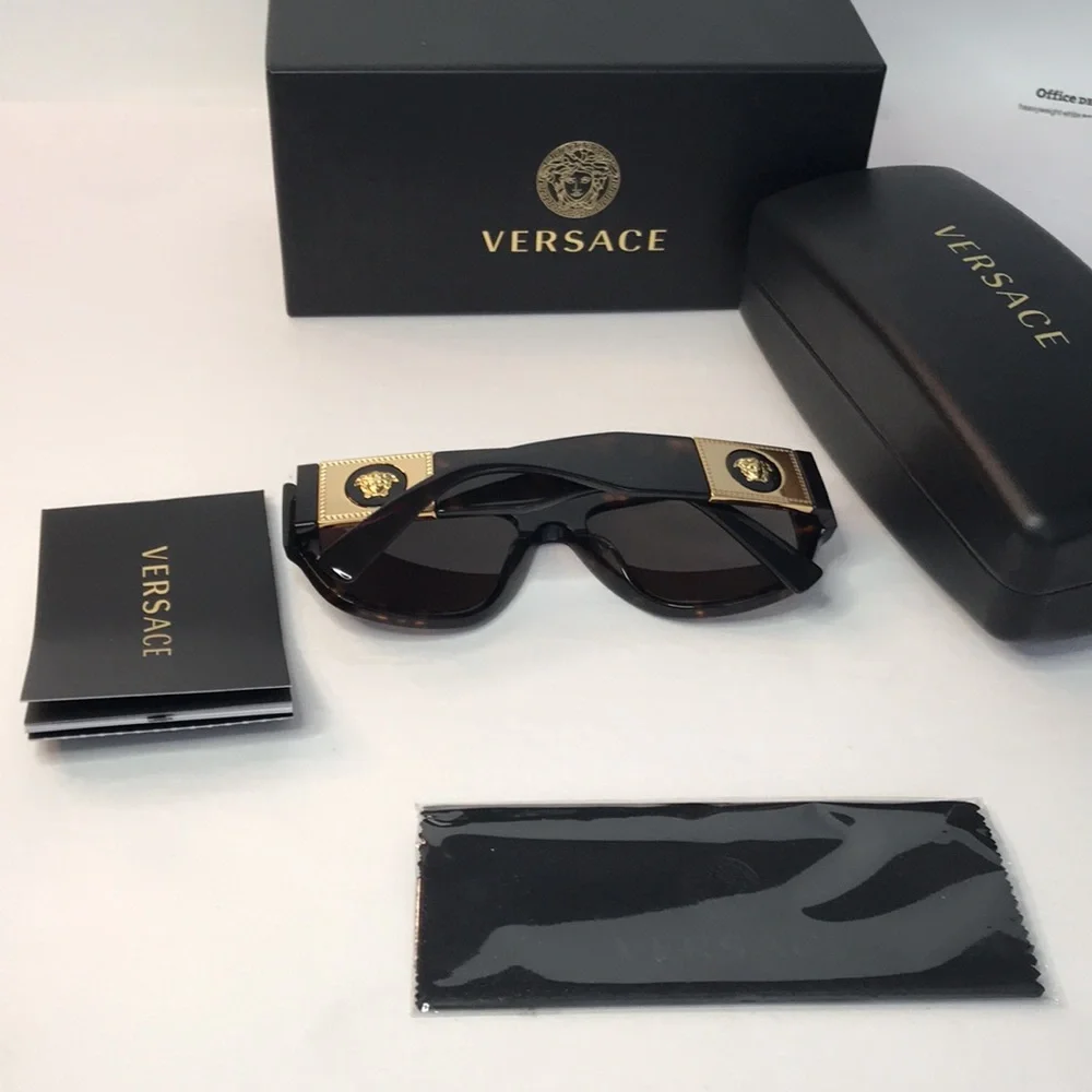 New Authentic- VERSACE Dark Brown Pilot Men's Sunglasses